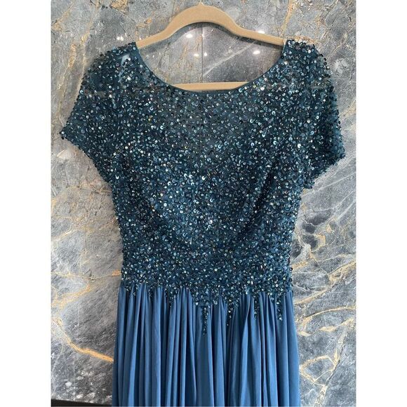 Terani couture blue sequin top dress size 6 - Picture 3 of 8